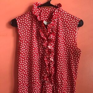 1970s vintage red and white dress